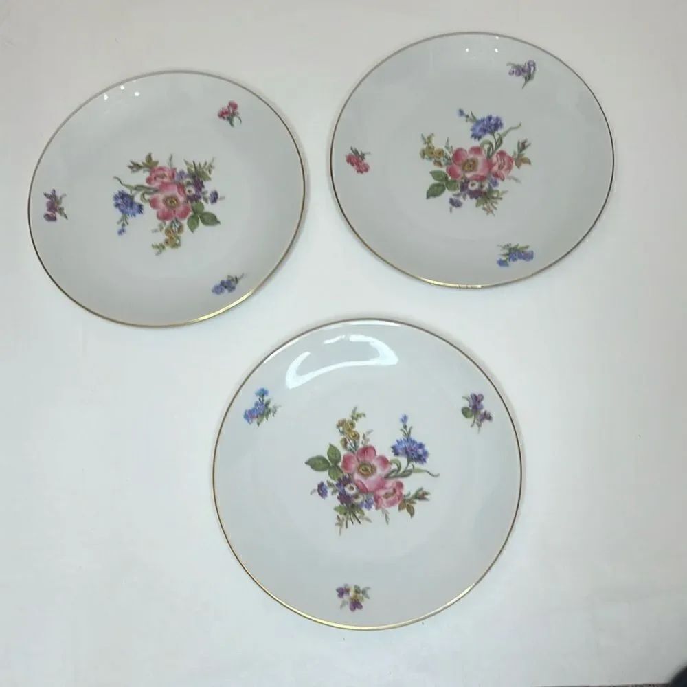 Alboth & Kaiser Bavaria Appetizer Dessert Side Plate Gold Trim 3 White Floral